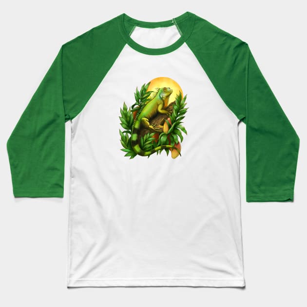 Green iguana Baseball T-Shirt by solrey